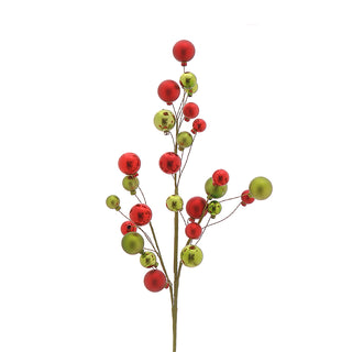 Vetur Decorazione Ramo Sfere H76 cm Rosso e Verde