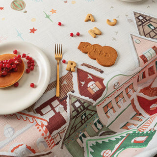L'Oca Nera Tovaglia Natalizia Villaggio Antimacchia 155x230 cm
