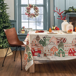 L'Oca Nera Tovaglia Natalizia Villaggio Antimacchia 155x230 cm