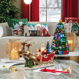 L'Oca Nera Decorazione Natalizia Babbo Natale in Slitta con Led