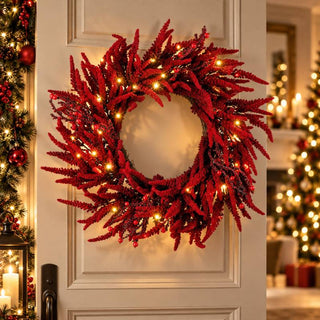 L'Oca Nera Ghirlanda Rosso Incanto con 40 Led D70 cm Rossa