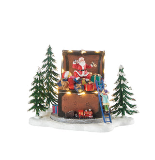 Decoración navideña del Ganso Negro en el baúl de Papá Noel con movimiento y luces