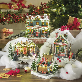 Casa de juguete con decoración navideña The Black Goose con Led