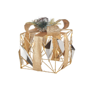 The Black Goose Decoración navideña pequeña caja de regalo con 15 LED H22 cm
