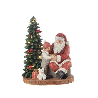 The Black Goose Christmas Decoration Santa Claus with Child and LED Tree