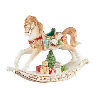 The Black Goose Christmas Decoration Rocking Horse with LED in Porcelain