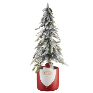 L'Oca Nera Decorazione Natalizia Albero con Vaso Babbo Natale H50 cm Rosso