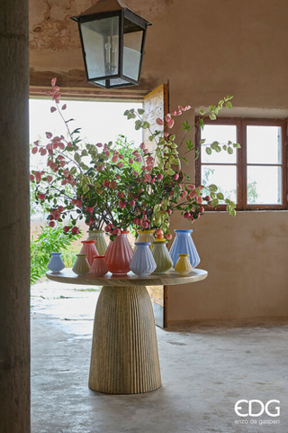 EDG Enzo De Gasperi Vaso Righe con Bordo H13 D12 cm in Vetro