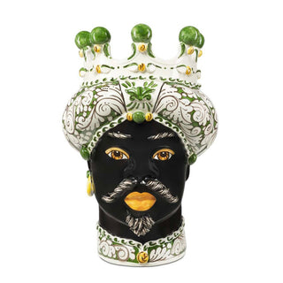 Verus Ceramiche Abhika Testa di Moro Hombre adornado verde oscuro Alt. 41 cm
