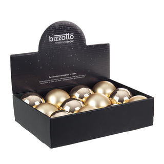 Andrea Bizzotto Box 12 Palline di Natale Vetro Miele D8 cm