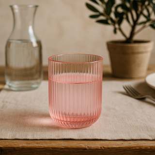 EDG Enzo De Gasperi Offerta Set 4 Bicchieri Tumbler Acqua Righe H9 D7 cm Rosa