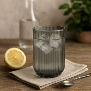 EDG Enzo De Gasperi Offerta Set 4 Bicchieri Longdrink Righe H12 D8 cm Grigio Fumè