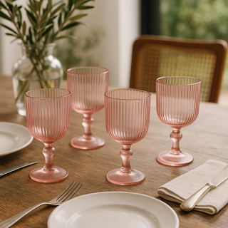 EDG Enzo De Gasperi Offerta Set 6 Calici Acqua Righe H14 D8 cm Rosa