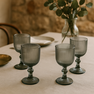 EDG Enzo De Gasperi Offerta Set 6 Calici Acqua Righe H14 D8 cm Grigio Fumè