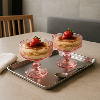 EDG Enzo De Gasperi Set 4 Coppette 250ml in Vetro Rosa