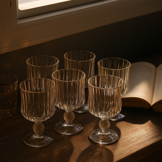 EDG Enzo De Gasperi Set 6 Calici Righe in Vetro Trasparente