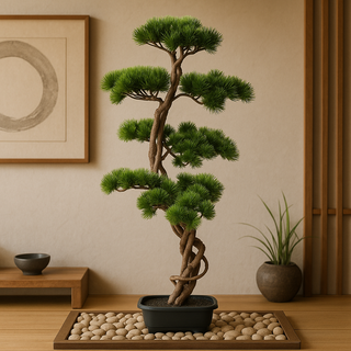 Gasper Bonsai Artificiale 90x40 cm con Vaso in Plastica
