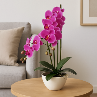 Gasper Orchidea Phalaenopsis con vaso in ceramica H50 cm Purple