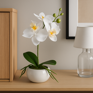 Gasper Orchidea Phalaenopsis con vaso in ceramica H27 cm Bianco