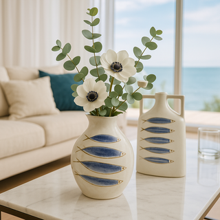 EDG Enzo De Gasperi Chakra Fischvase H22x22x14 cm aus Keramik