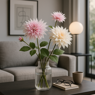 EDG Enzo De Gasperi 2er Set Dahlienzweige mit Blättern und Knospe H 80 cm Hellrosa