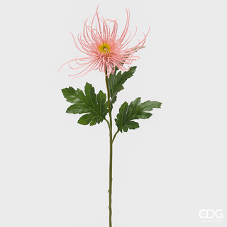 EDG Enzo De Gasperi Ramo Artificiale di Crisantemo con Foglie H75 cm Rosa