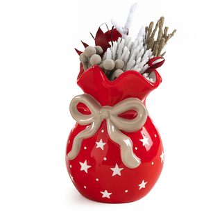 Mascagni Casa Vaso Natalizio H15 cm in Ceramica Rosso