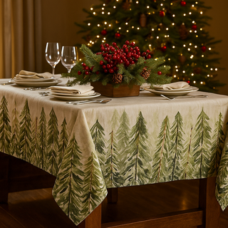 Simple Day Tovaglia Natalizia Abeti 160x320 cm in Lino