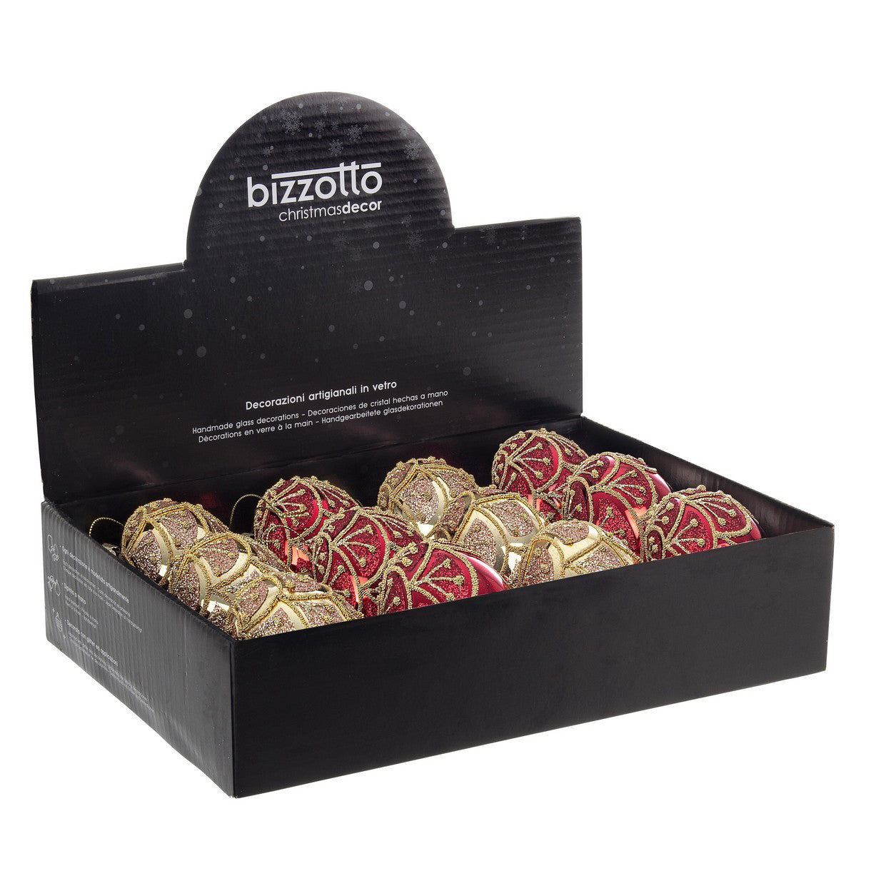 Bizzotto Palle di Natale in Vetro Verde con Foglia Decorativa, Set 4 Pz Palline Addobbi Natalizi Ornamento Albero Bizzotto Palle di Natale in Vetro Verde con Foglia Decorativa, Set 4 Pz Palline Addobbi Natalizi Ornamento Albero