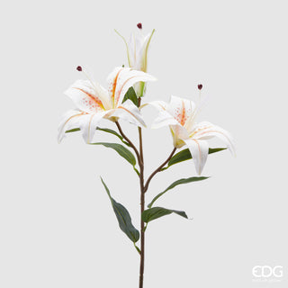 EDG Enzo De Gasperi Artificial Lily Branch 3 Flowers H80 cm White