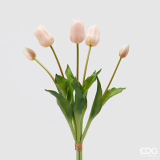 EDG Enzo De Gasperi Bouquet di Tulipani 5 Fiori H48 cm Rosa Chiaro
