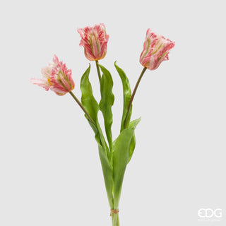 EDG Enzo De Gasperi Tulip Parrot 3 Flowers H51 cm Pink