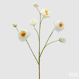 EDG Enzo De Gasperi Ramo Rosa con Foglie H100 cm Bianco