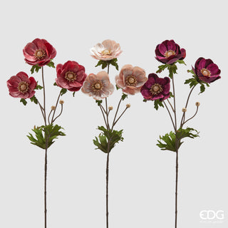 EDG Enzo De Gasperi Set 3 Rami di Anemone in Velluto H80 cm