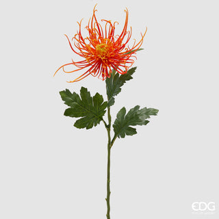 EDG Enzo De Gasperi Ramo Artificiale di Crisantemo con Foglie H75 cm Arancio