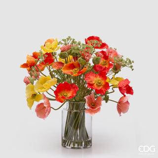 EDG Enzo De Gasperi Papavero Composizione con Foglie H53 cm Arancio