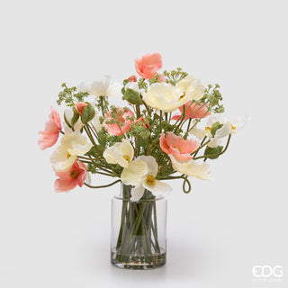 EDG Enzo De Gasperi Papavero Composizione con Foglie H53 cm Rosa