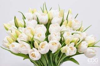 EDG Enzo De Gasperi Bouquet di Tulipani 4 Fiori H40 cm Bianco