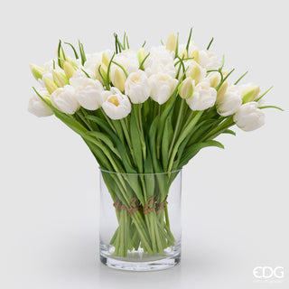 EDG Enzo De Gasperi Bouquet di Tulipani 4 Fiori H40 cm Bianco