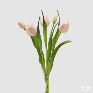 EDG Enzo De Gasperi Bouquet di Tulipani New 4 Fiori H40 cm Rosa Sfumato
