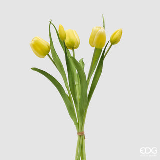 EDG Enzo De Gasperi Bouquet di Tulipani New 4 Fiori H40 cm Giallo