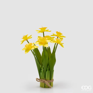 EDG Enzo De Gasperi Mazzo di Narciso con Foglie H28 cm Giallo