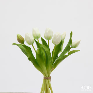 EDG Enzo De Gasperi Bouquet di Tulipani Real Touch x7 H 30 cm Bianco