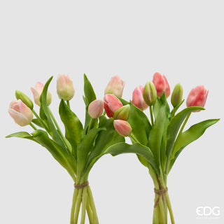 EDG Enzo De Gasperi Set 2 Bouquet di Tulipani Real Touch x7 H 30 cm Rosa Pesca
