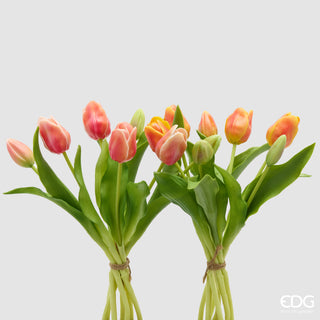 EDG Enzo De Gasperi Set 2 Bouquet di Tulipani Real Touch x7 H 30 cm Arancione