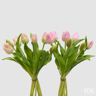EDG Enzo De Gasperi Set 2 Bouquet di Tulipani Real Touch x7 H30 cm Rosa Chiaro