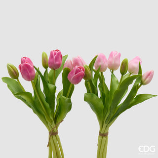 EDG Enzo De Gasperi Set 2 Bouquet di Tulipani Real Touch x7 H30 cm Rosa