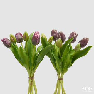 EDG Enzo De Gasperi Set 2 Bouquet di Tulipani Real Touch x7 H30 cm Viola
