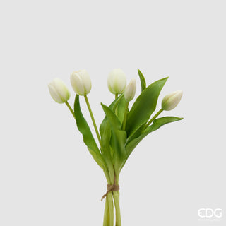 EDG Enzo De Gasperi Bouquet di Tulipani Real Touch x5 H 30 cm Bianco