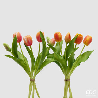 EDG Enzo De Gasperi Set 2 Bouquet di Tulipani Real Touch x5 H 30 cm Arancione
